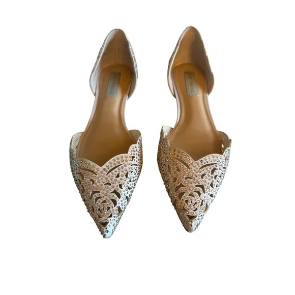 Betsey Johnson SB-LUCY Ivory Satin DOrsay Flats Pointed Toe Size 10 Wedding - Picture 1 of 6
